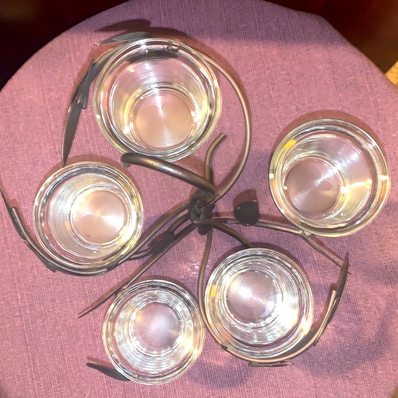 Brown Wrought Iron Tree With Branches And Leaves Candle Holder 8.5”Wx9”H - Picture 3 of 7